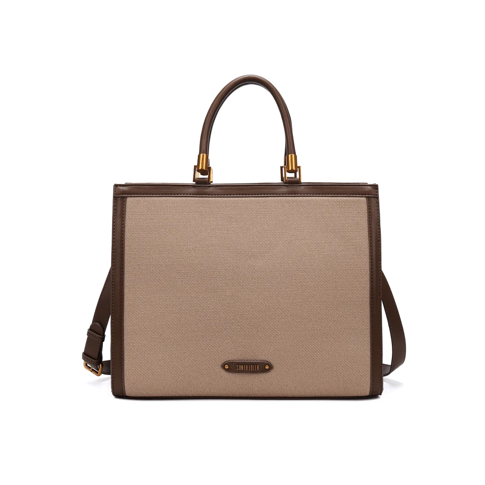 Bolsa Tote Canvas Marrom Duas Alças - vista 1 de 4