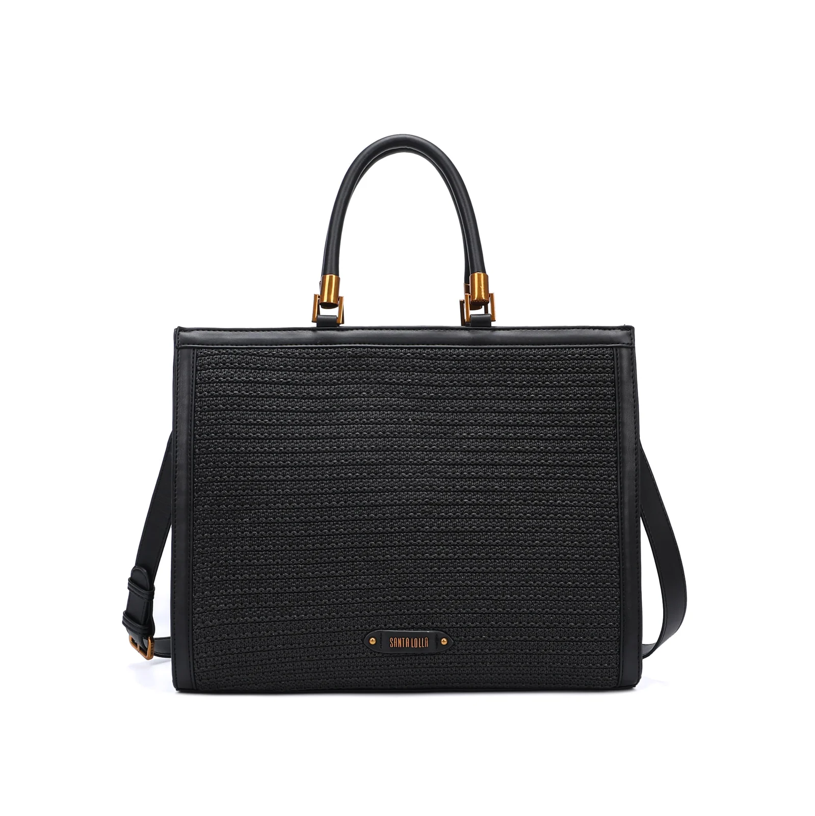 Bolsa Tote Tramado Preta Duas Alças - vista 1 de 5