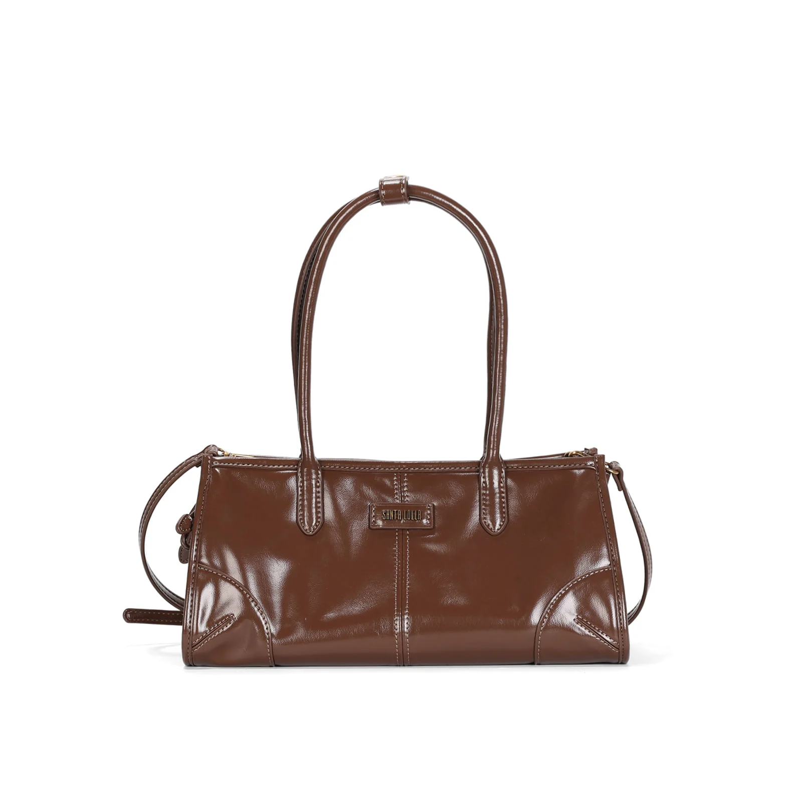 Bolsa Glossy Marrom Alça De Ombro - vista 1 de 3