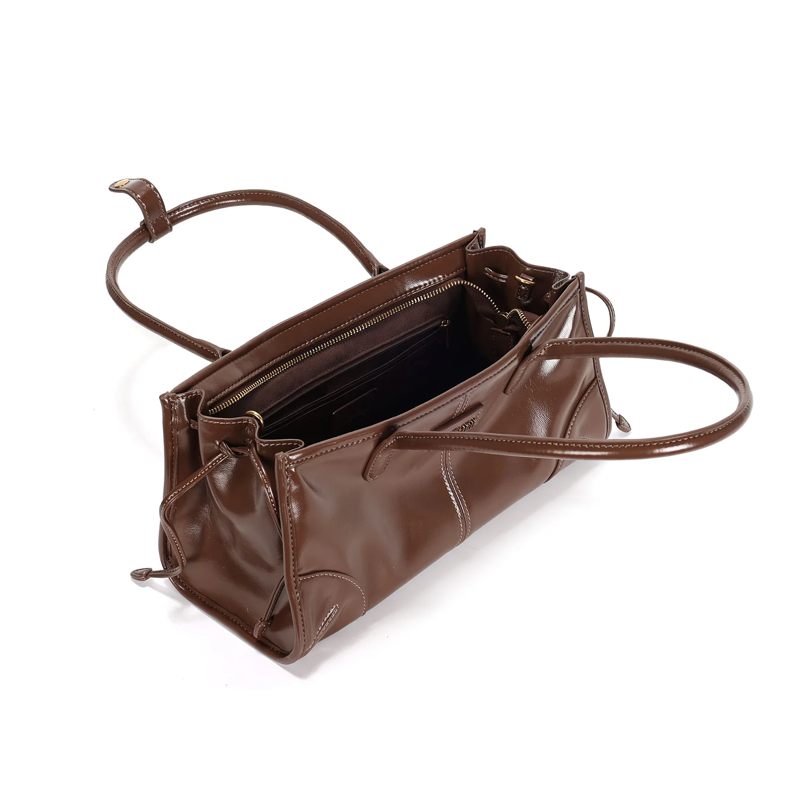 Bolsa Glossy Marrom Alça De Ombro - vista 3 de 3