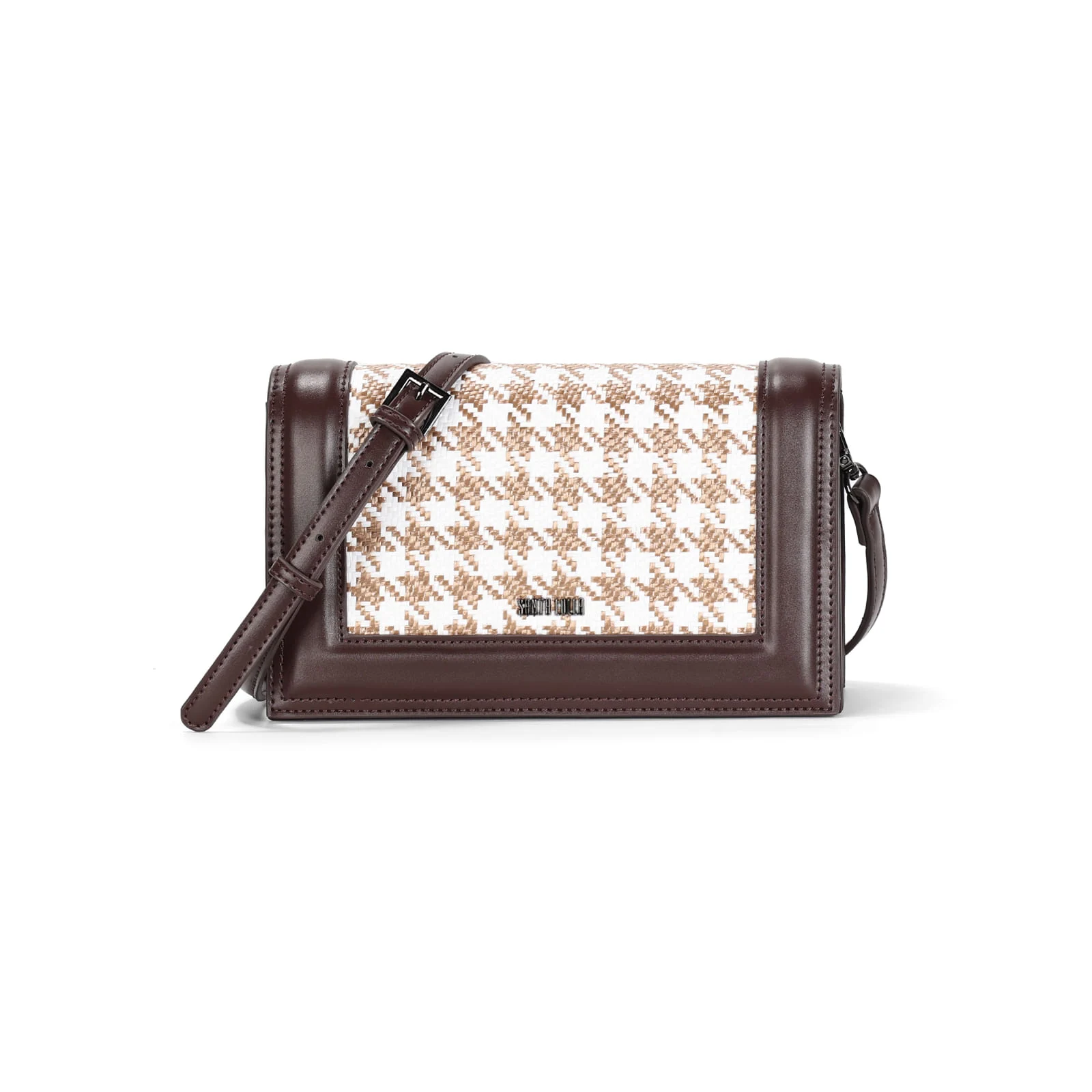 Bolsa Pequena Tramado Marrom Alça Transversal - vista 1 de 3
