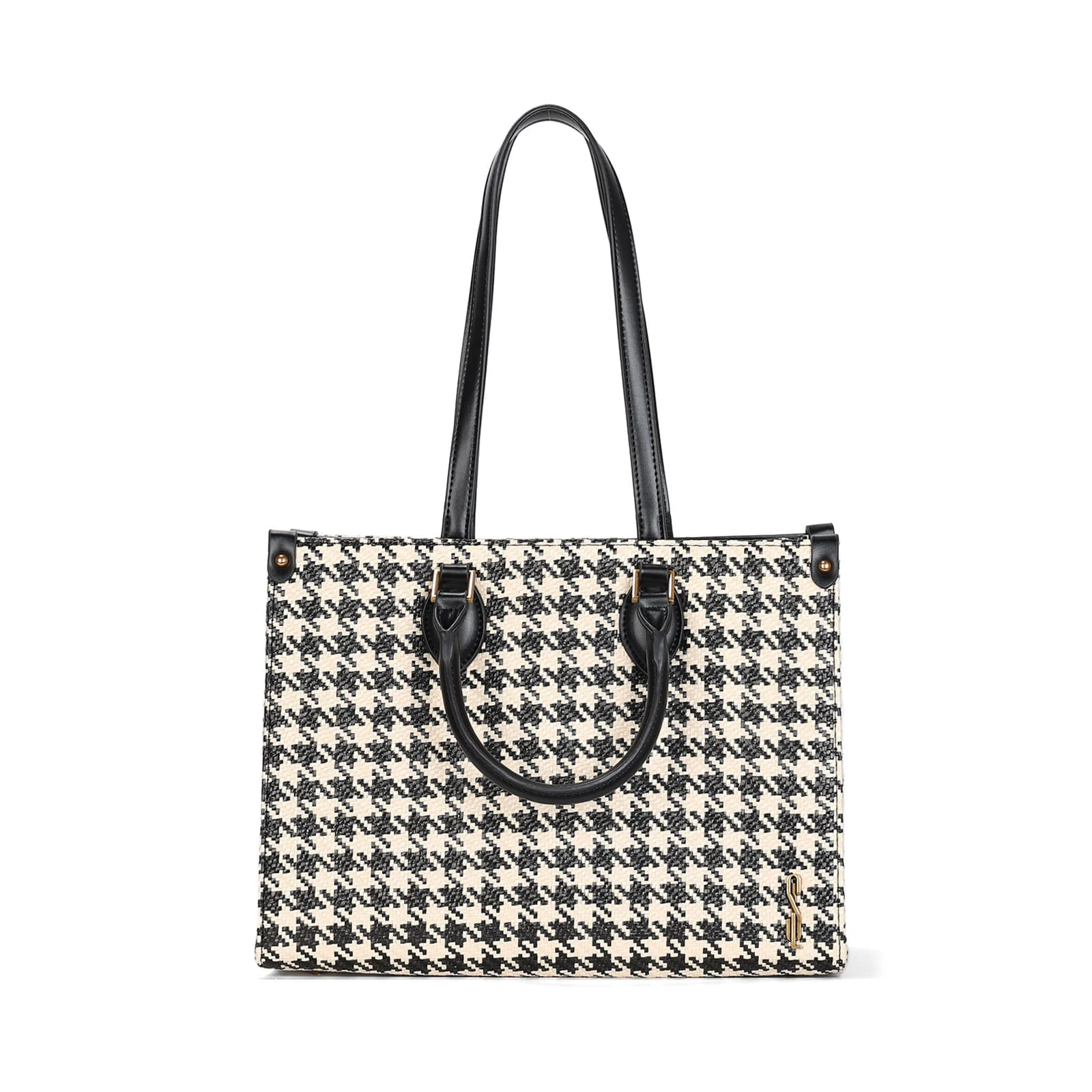 Bolsa Tote Tramado Preta E Branca Alça De Ombro - vista 2 de 4