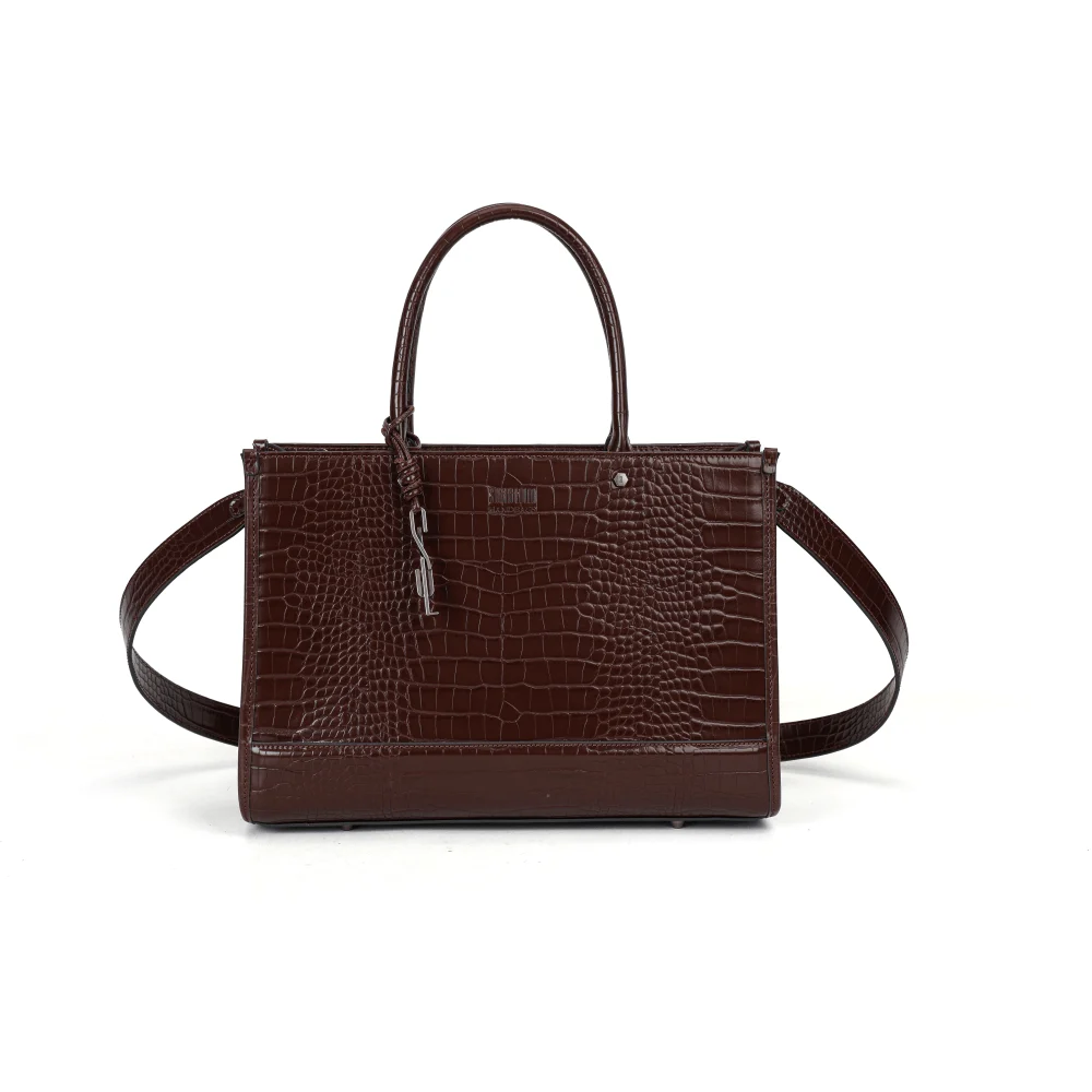 Bolsa Tote Croco Marrom Dark Cocoa Duas Alças - vista 1 de 7