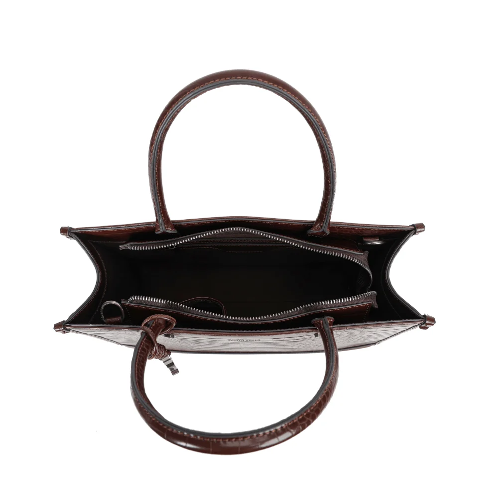 Bolsa Tote Croco Marrom Dark Cocoa Duas Alças - vista 7 de 7