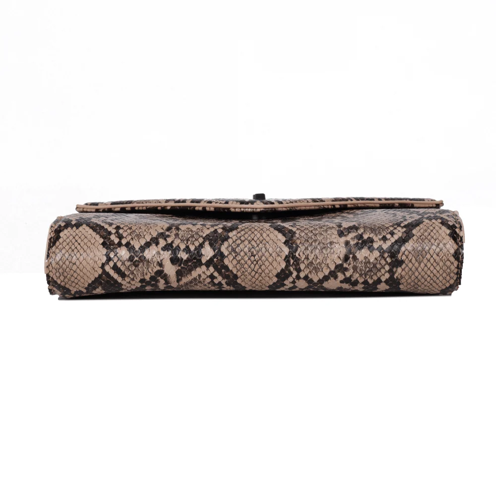 Bolsa Clutch Envelope Animal Print Cobra Bege Alça De Mão - vista 6 de 6