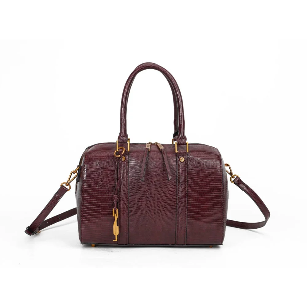 Bolsa Bau Lizard Vermelho Merlot Alça Transversal - vista 1 de 4