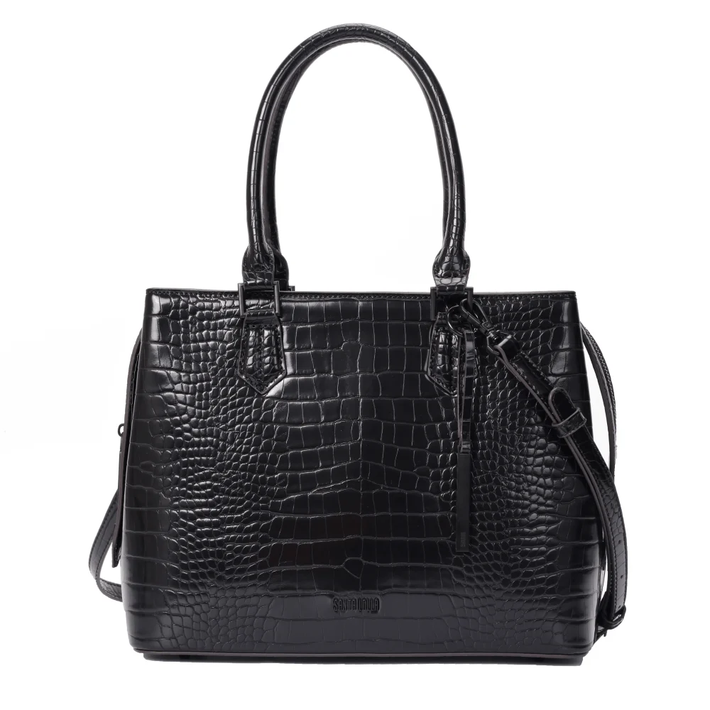 Bolsa Tote Croco Preta Duas Alças - vista 1 de 6