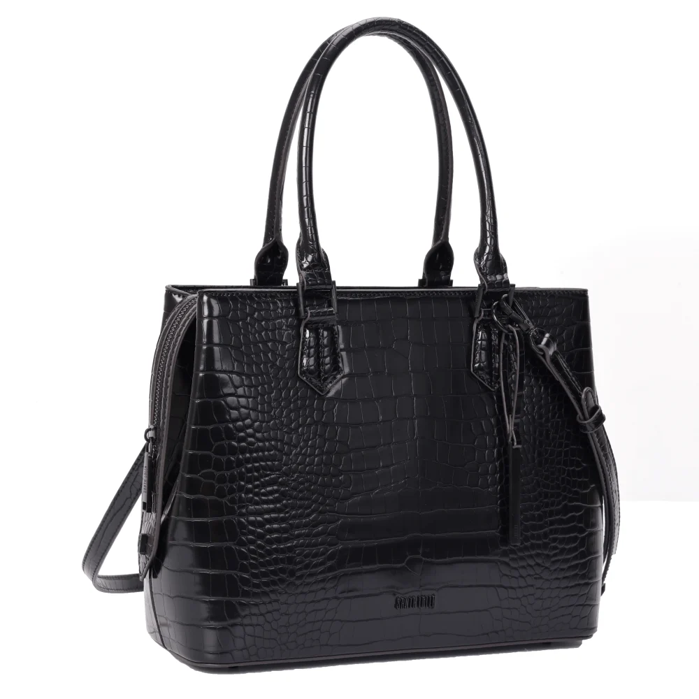 Bolsa Tote Croco Preta Duas Alças - vista 2 de 6