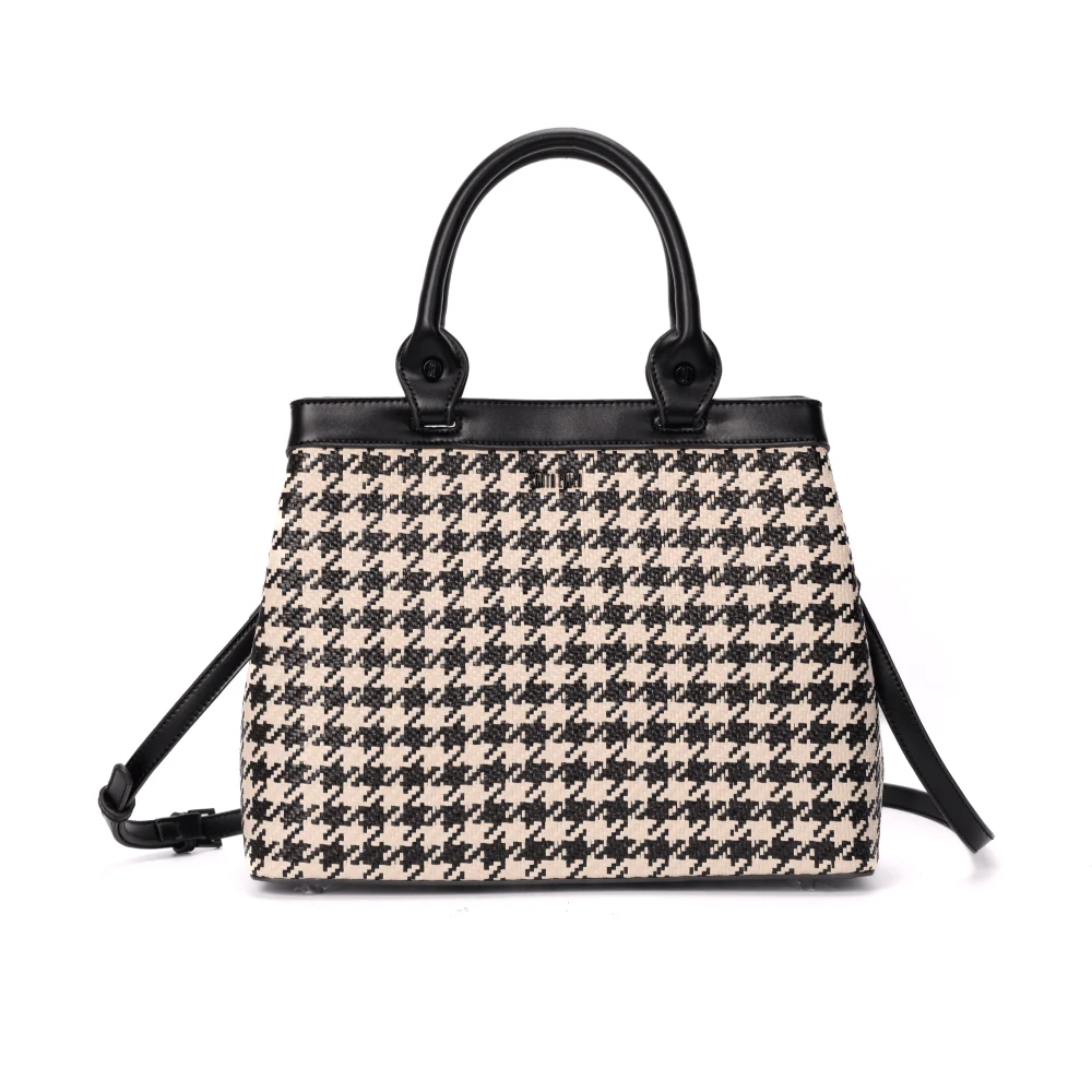 Bolsa Tote Tramado Preto E Branco Duas Alças - vista 1 de 5
