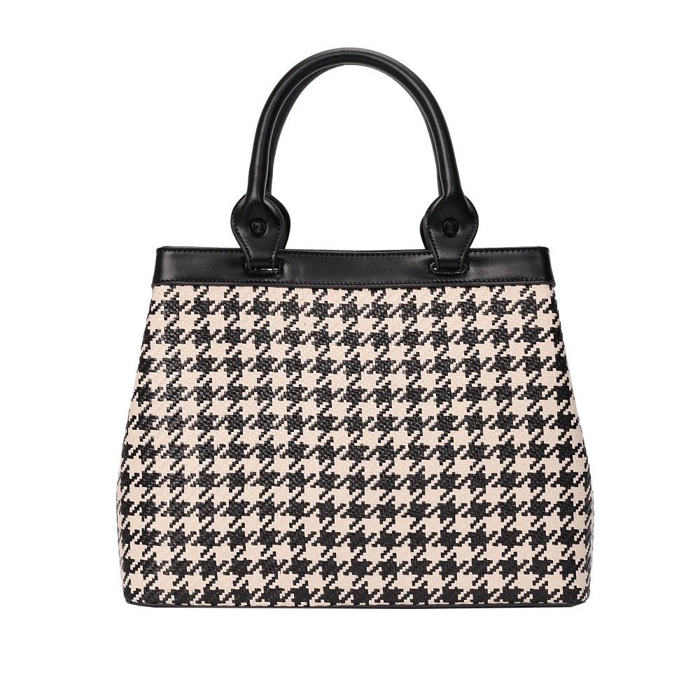 Bolsa Tote Tramado Preto E Branco Duas Alças - vista 4 de 5
