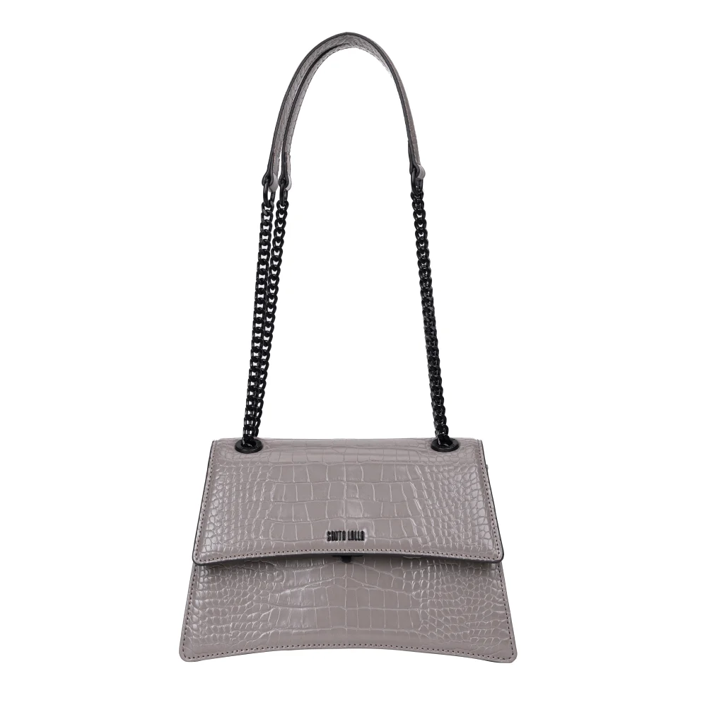 Bolsa Croco Cinza Alça De Ombro - vista 1 de 5