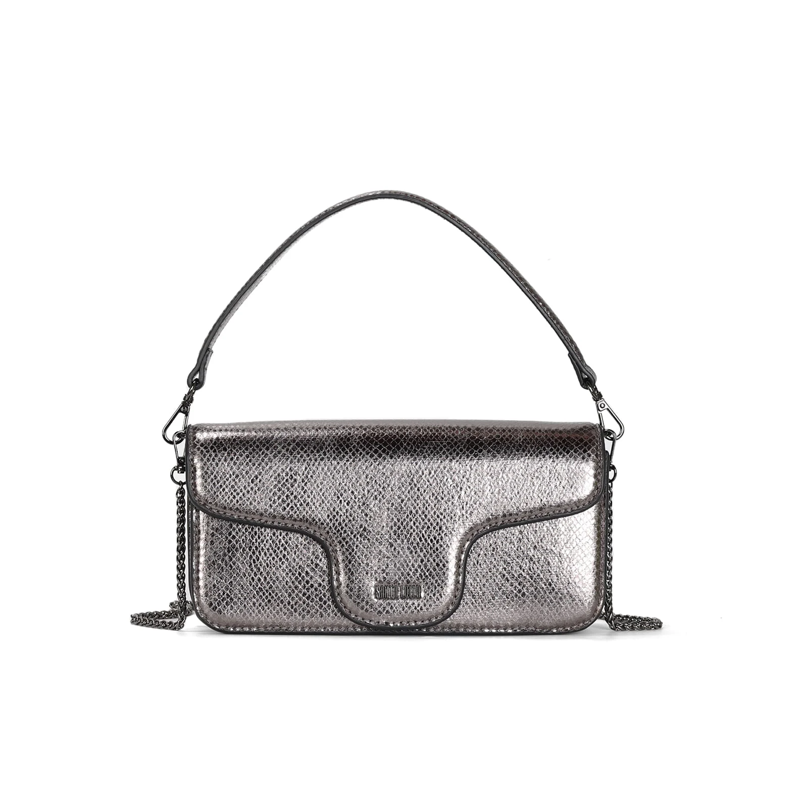 Bolsa Metalizada Cinza Grafite Alça De Ombro - vista 1 de 3