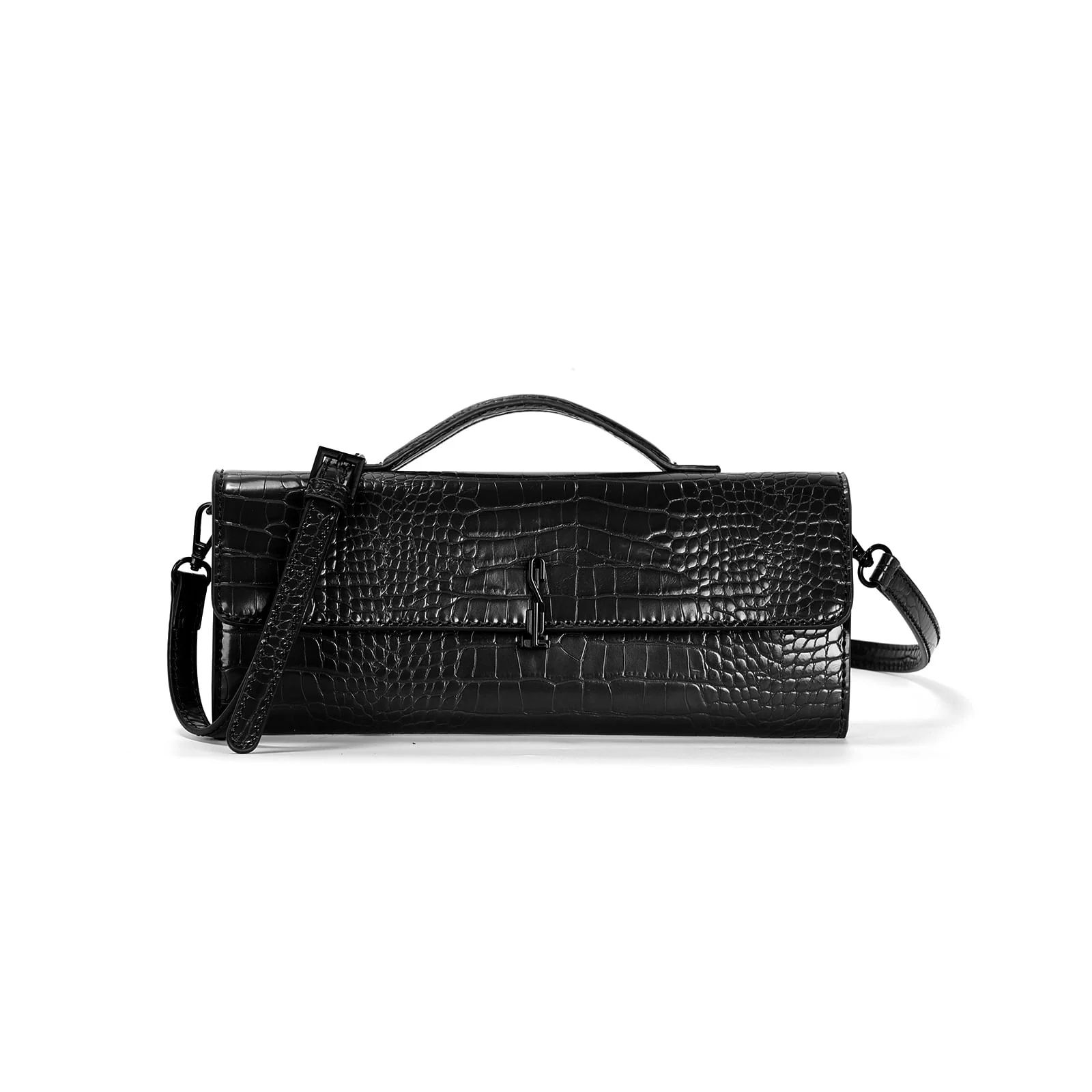 Bolsa Croco Preta Duas Alças - vista 1 de 3