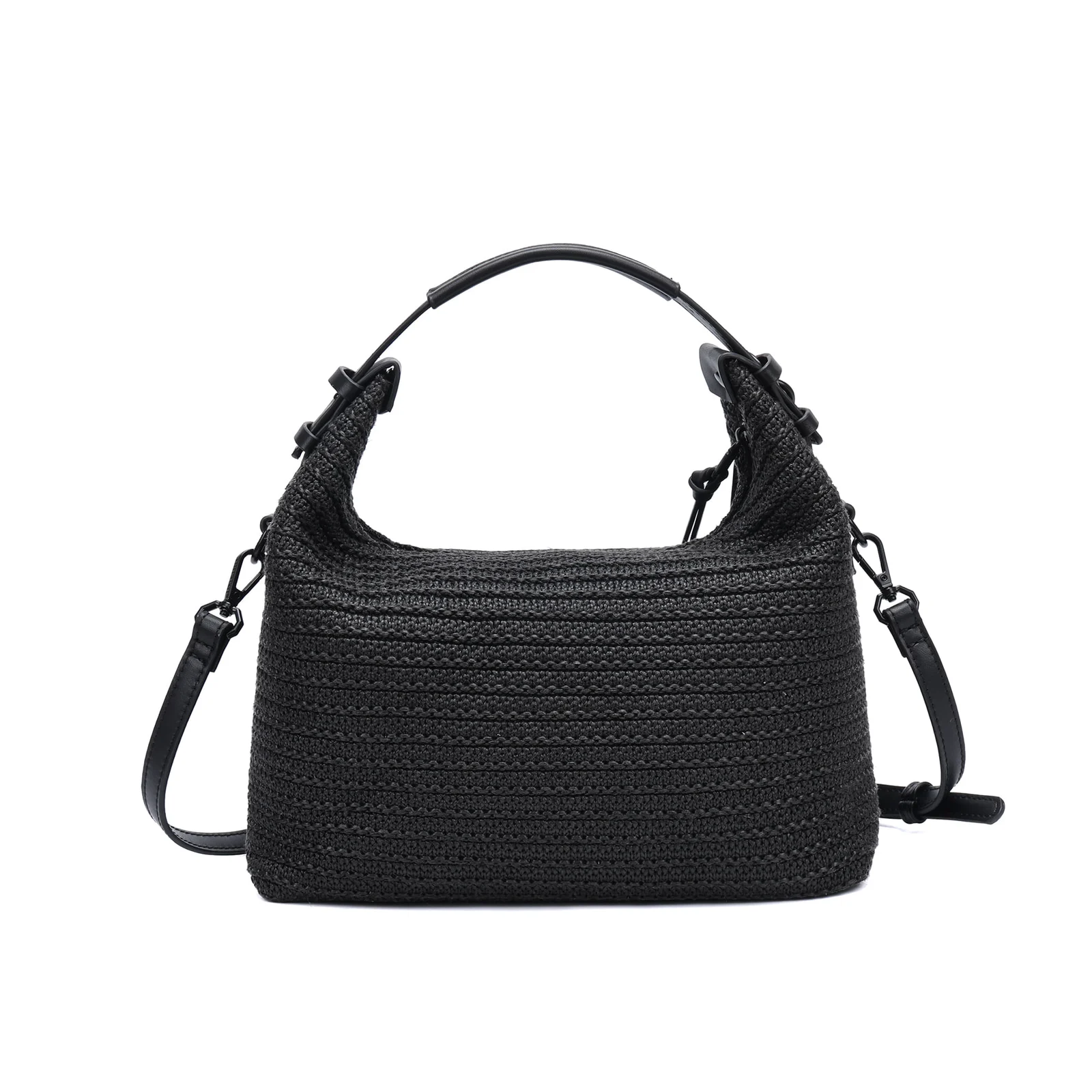Bolsa Baguete Tramado Preta Duas Alças - vista 3 de 5