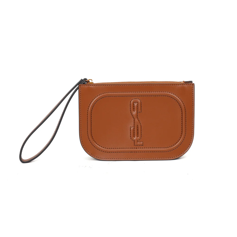 Clutch Soft Marrom Safari Alça De Mão - vista 1 de 6