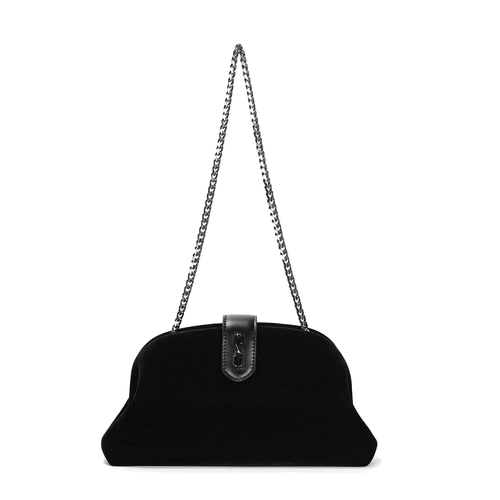 Bolsa Clutch Veludo Preta Alça De Ombro - vista 1 de 3