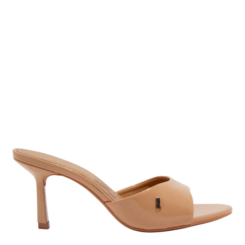 Mule Verniz Glossy Bege Salto Médio Fino - vista 1 de 3
