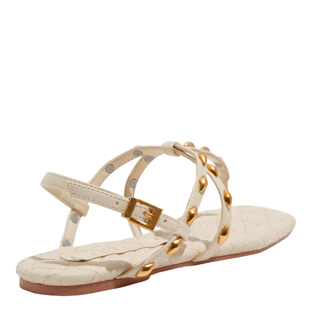 Rasteira Matelassê  Napa Soft Off White Bico Quadrado - vista 3 de 4
