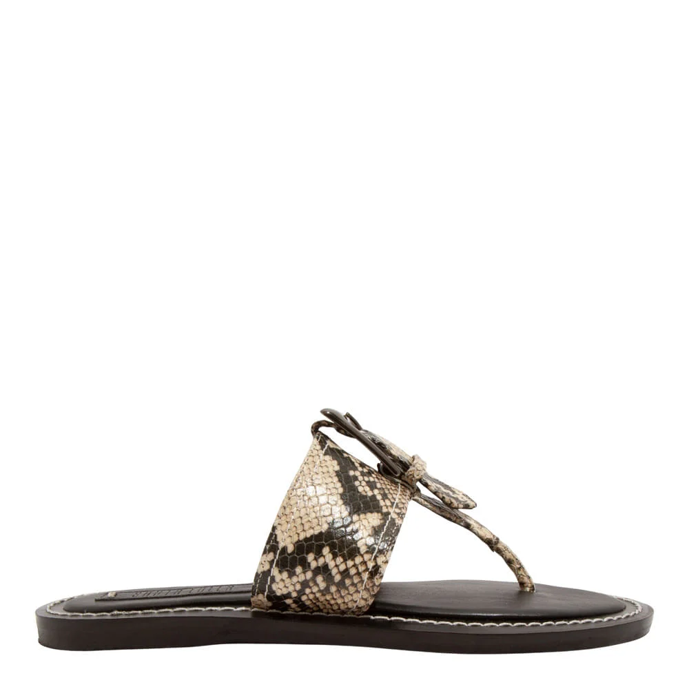 Rasteira Couro Animal Print Estampa Cobra - vista 2 de 6