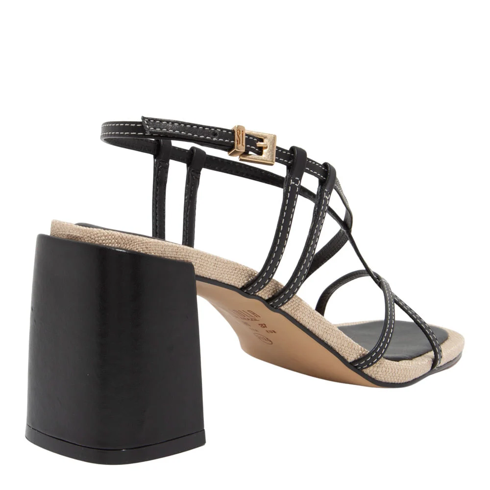 Sandália Couro Nobre Soft Preto Salto Grosso - vista 3 de 3