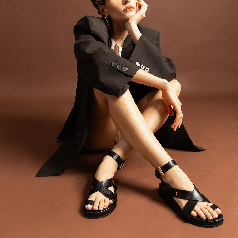 Sandália Papete Couro Confort Preto - vista 1 de 6