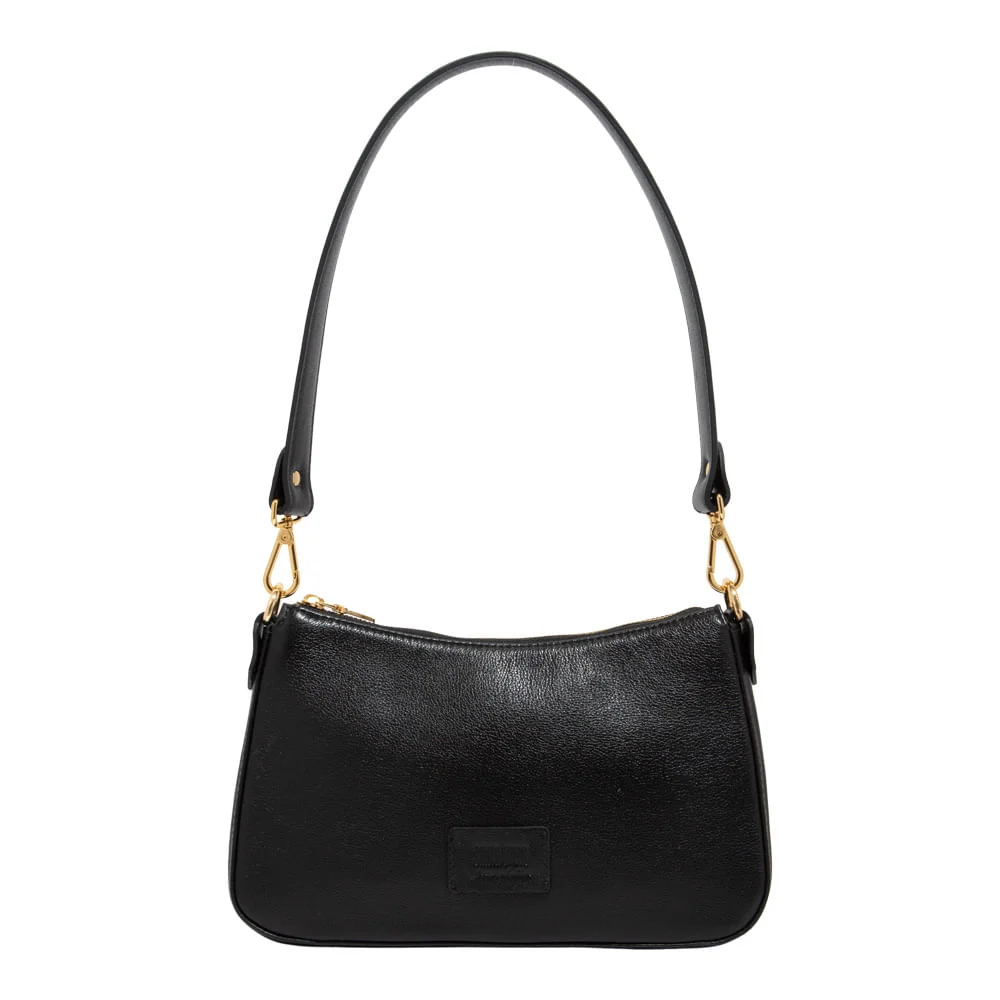 Bolsa Baguete Média Couro Floater Preto - vista 1 de 2