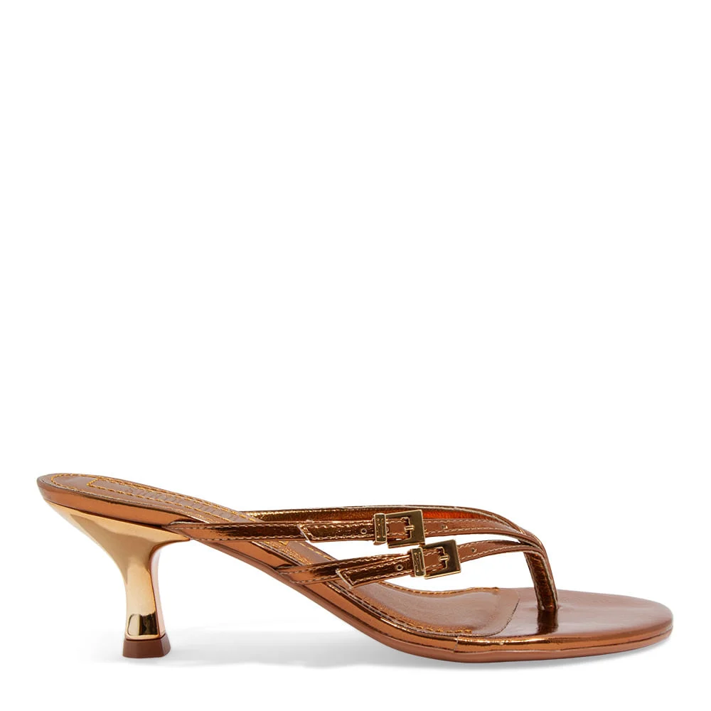 Mule Crinkle Bronze Salto Médio - vista 1 de 3