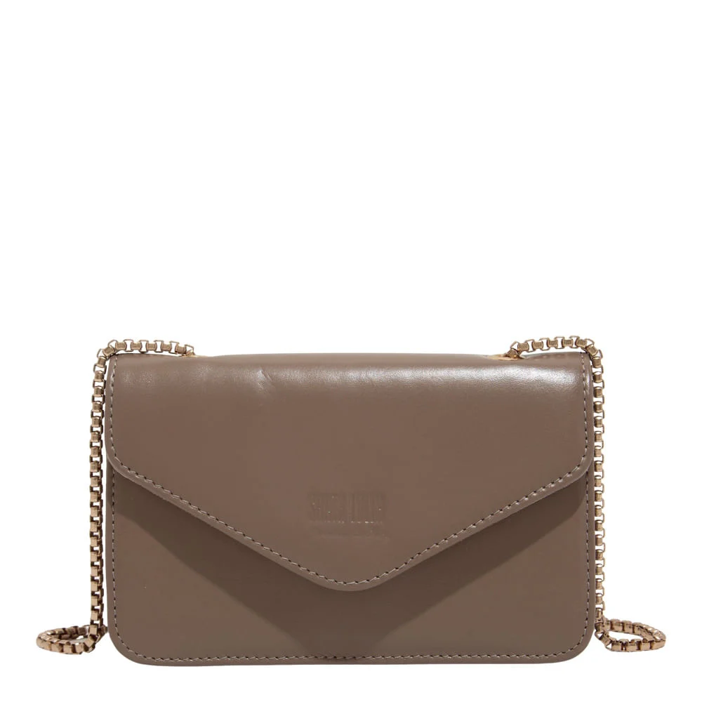 Bolsa Envelope Couro Soft Cinza Alça Transversal - vista 1 de 3