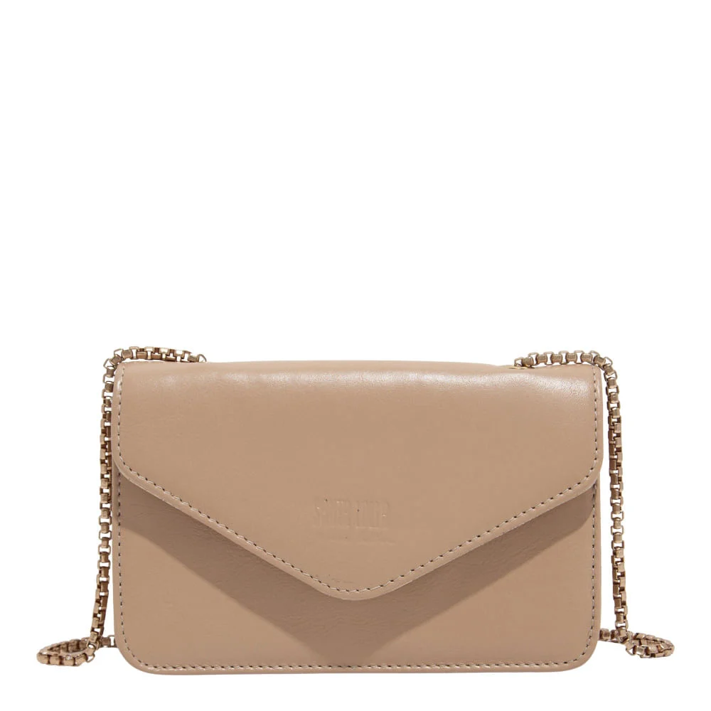 Bolsa Envelope Couro Soft Bege Alça Transversal - vista 1 de 3
