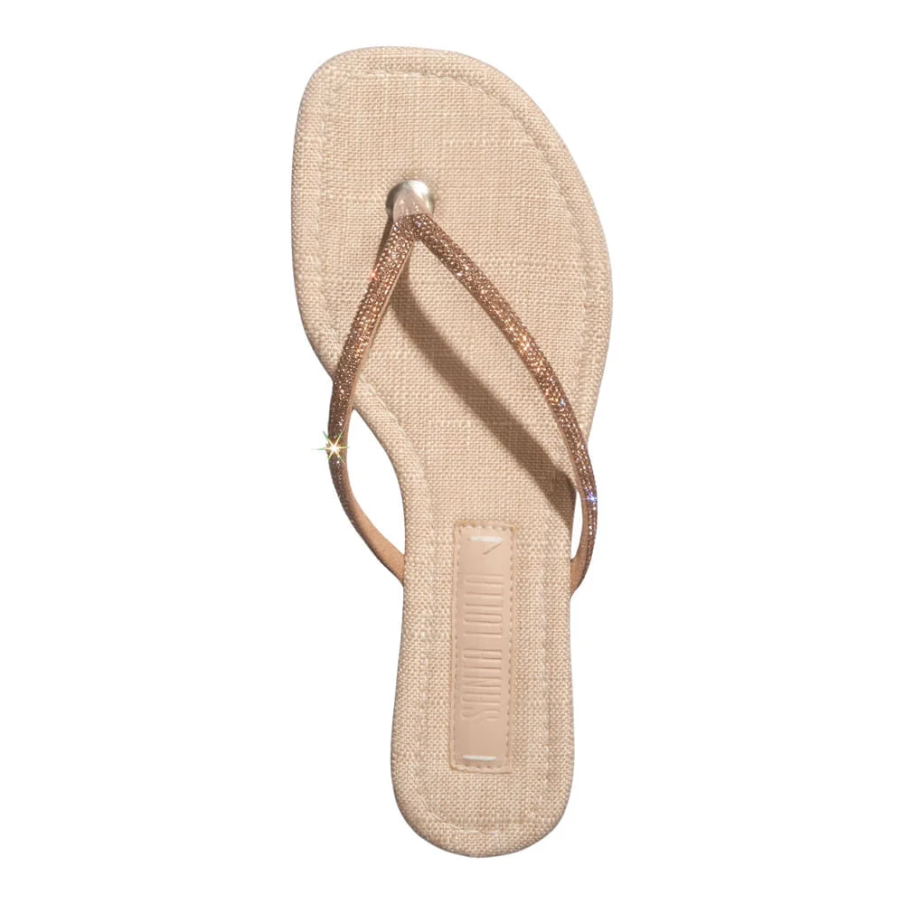 Rasteira Meia Cana Strass Rose - vista 3 de 4