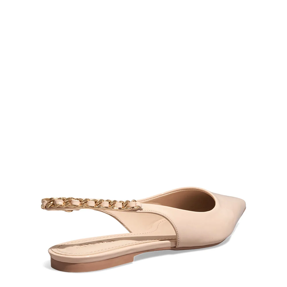 Sapatilha Slingback Verniz Anzeli Bege Clean - vista 3 de 4
