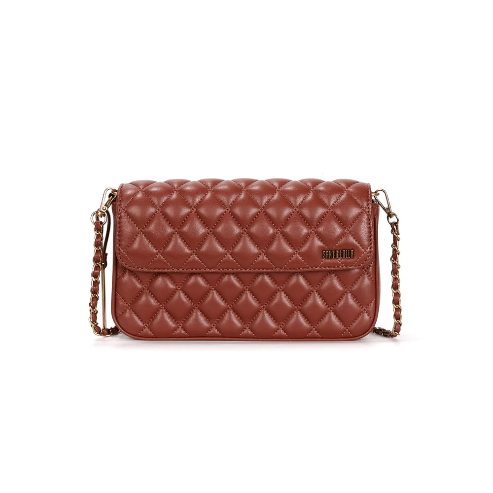 Bolsa Matelassê Soft Marrom Alça Transversal Corrente - vista 1 de 4