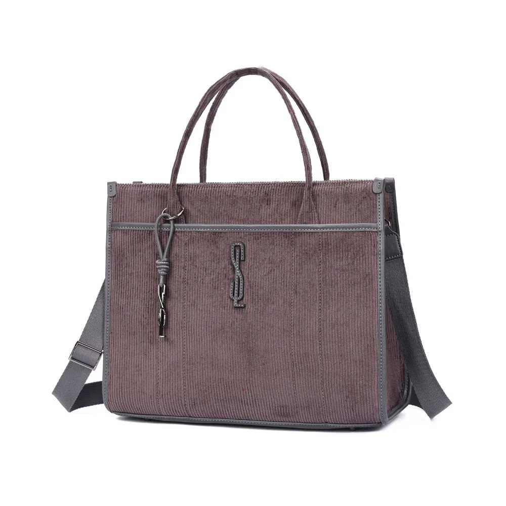 Bolsa Veludo Cinza Alça Dupla - vista 3 de 9