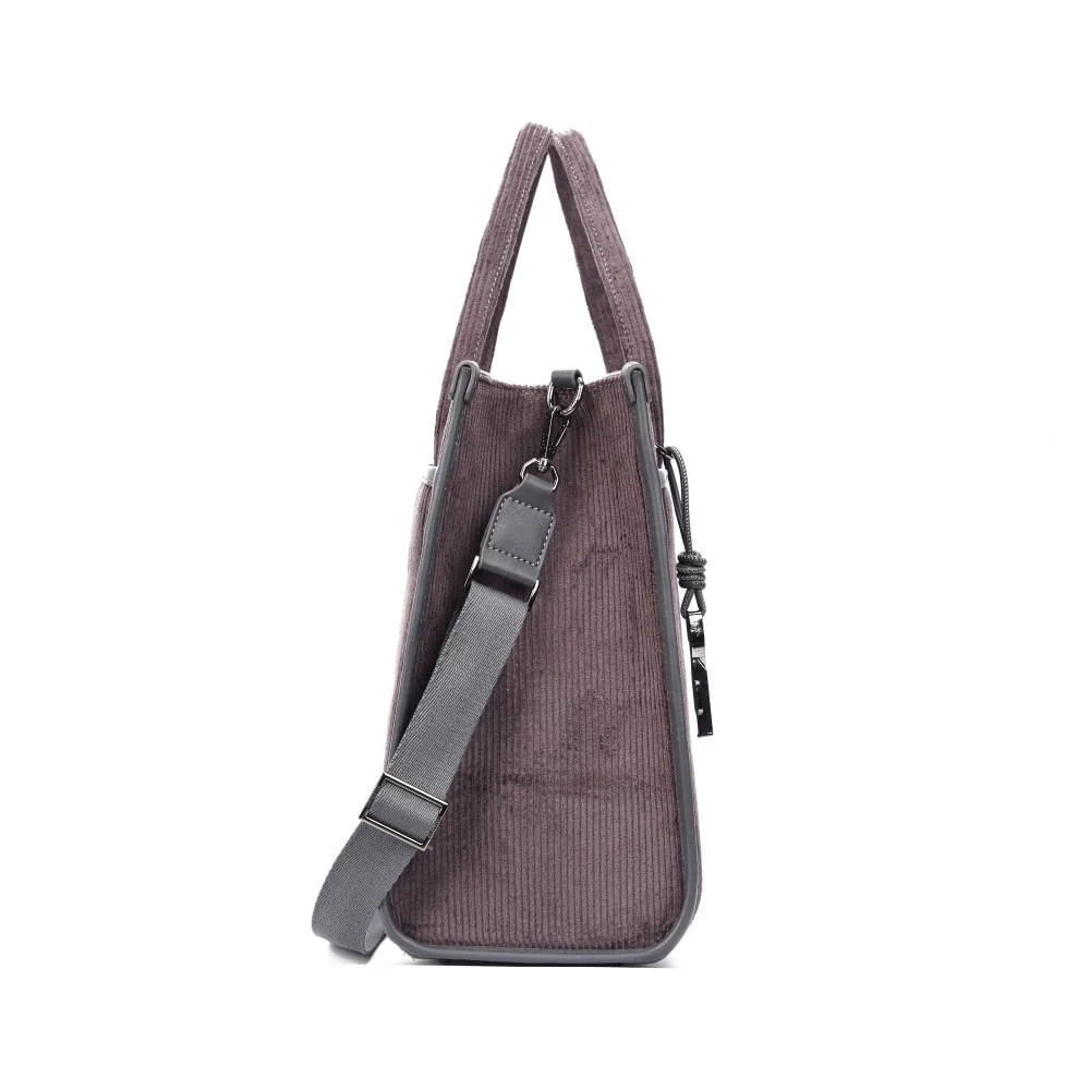 Bolsa Veludo Cinza Alça Dupla - vista 4 de 9