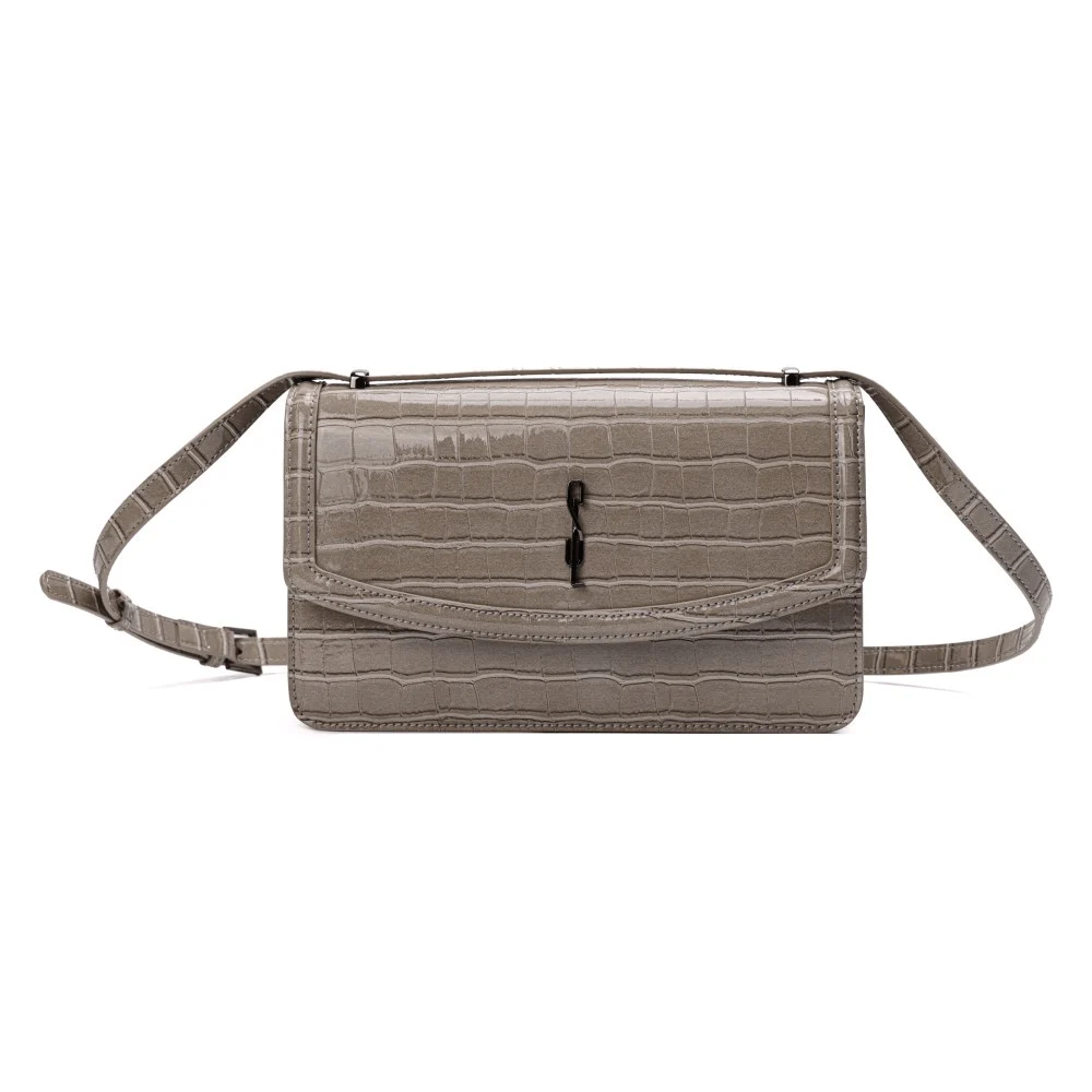 Bolsa Croco Alça Transversal Cinza - vista 1 de 7
