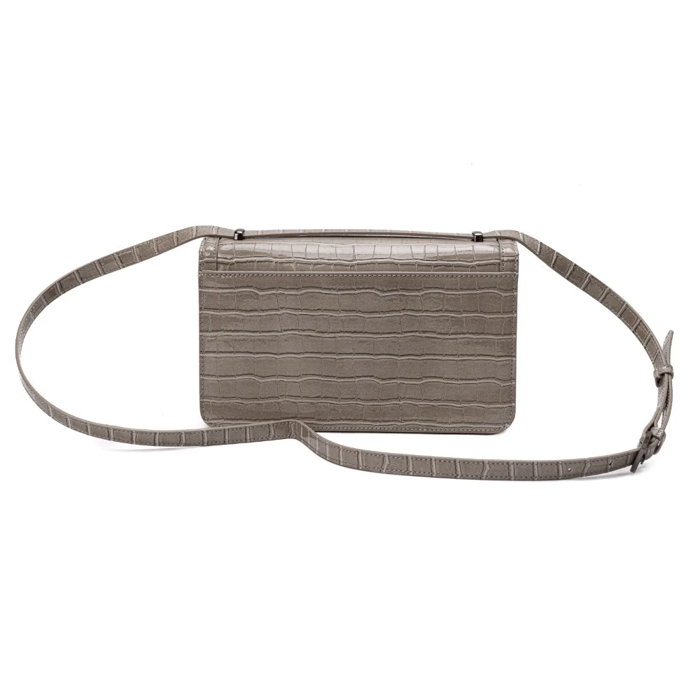 Bolsa Croco Alça Transversal Cinza - vista 6 de 7