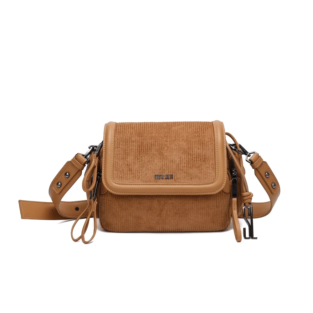 Bolsa Veludo Cotele Caramelo Transversal - vista 1 de 5