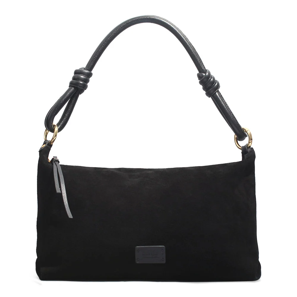 Bolsa Couro Camurça Preta Alça De Ombro - vista 1 de 3