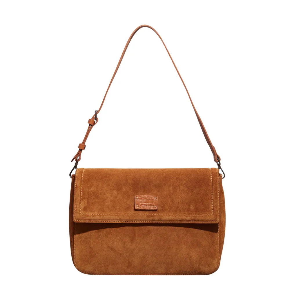 Bolsa Couro Camurça Caramelo Alça De Ombro - vista 1 de 3