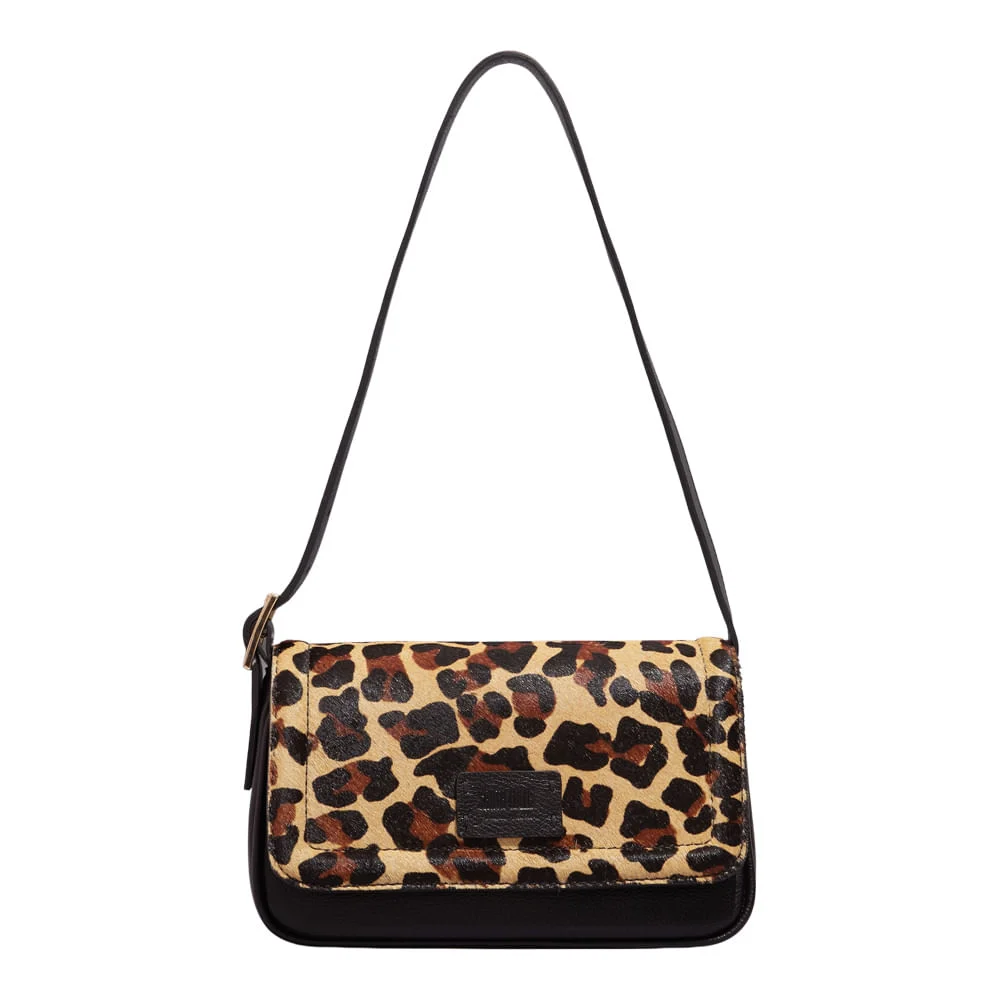 Bolsa Couro Pelo Animal Print Onça Alça De Ombro - vista 1 de 3