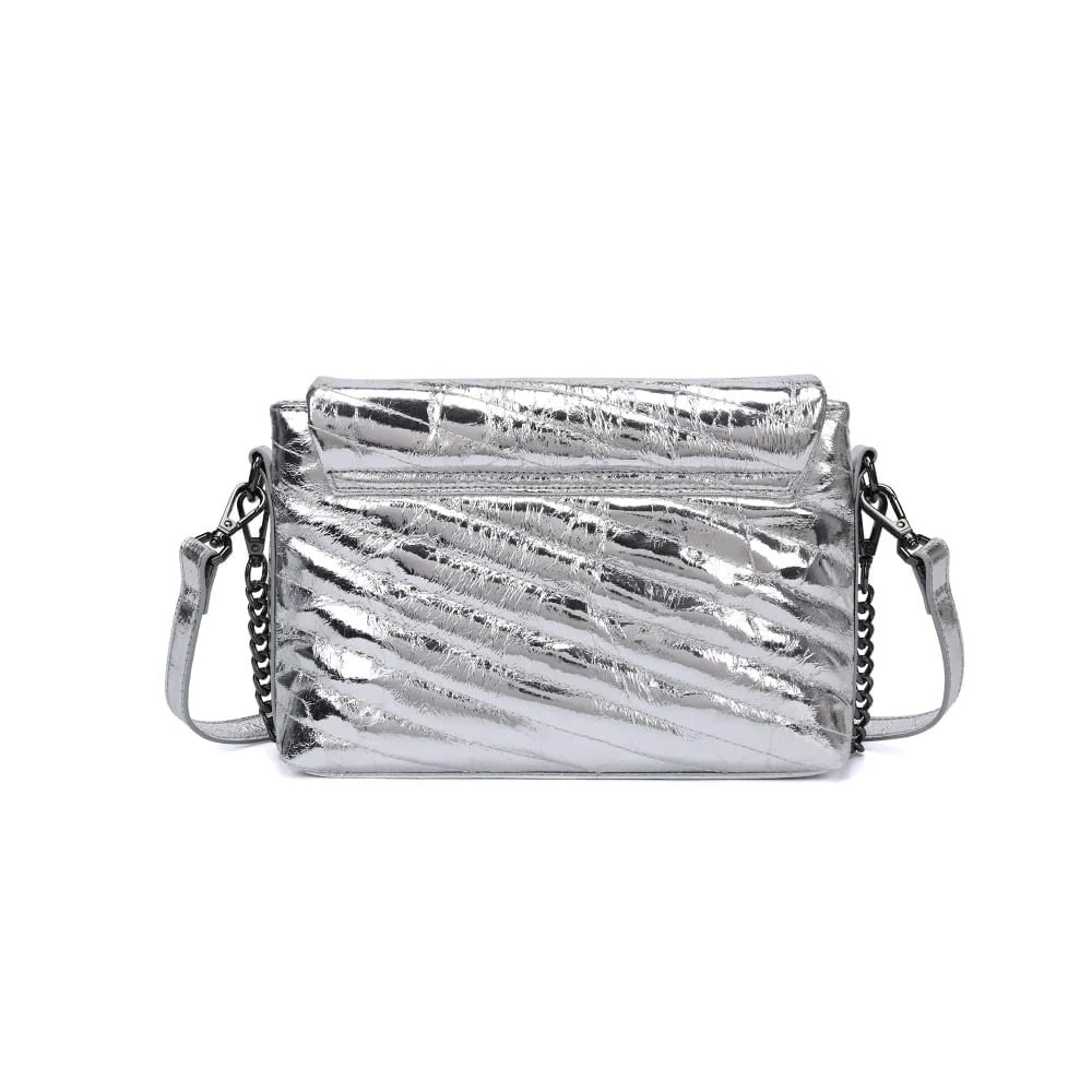 Bolsa Pequena Metalizada Crinkle Prata Alça Dupla - vista 6 de 6
