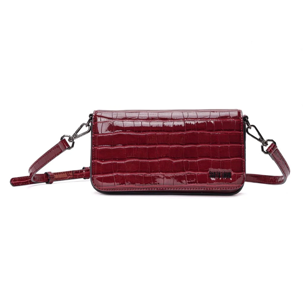Bolsa Pequena Material Croco Vermelha Alça Transversal - vista 1 de 6