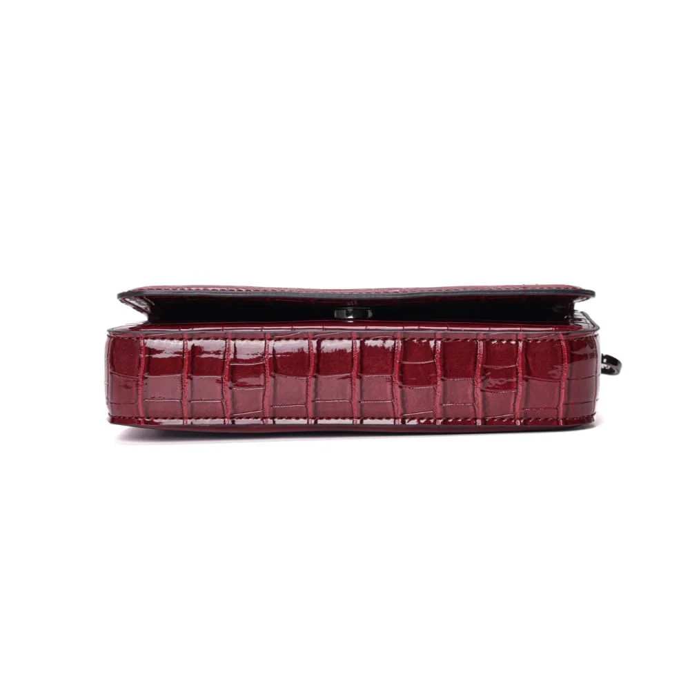 Bolsa Pequena Material Croco Vermelha Alça Transversal - vista 5 de 6