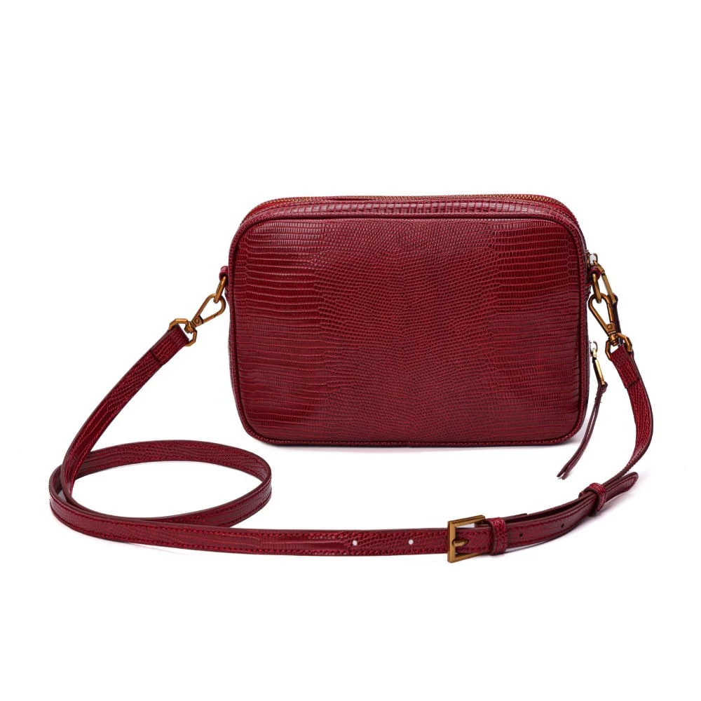 Bolsa Pequena Material Lizard Vermeha Alça Transversal - vista 6 de 6