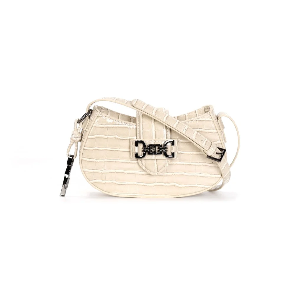 Bolsa Baguete Material Croco Off White Alça Transversal - vista 1 de 3