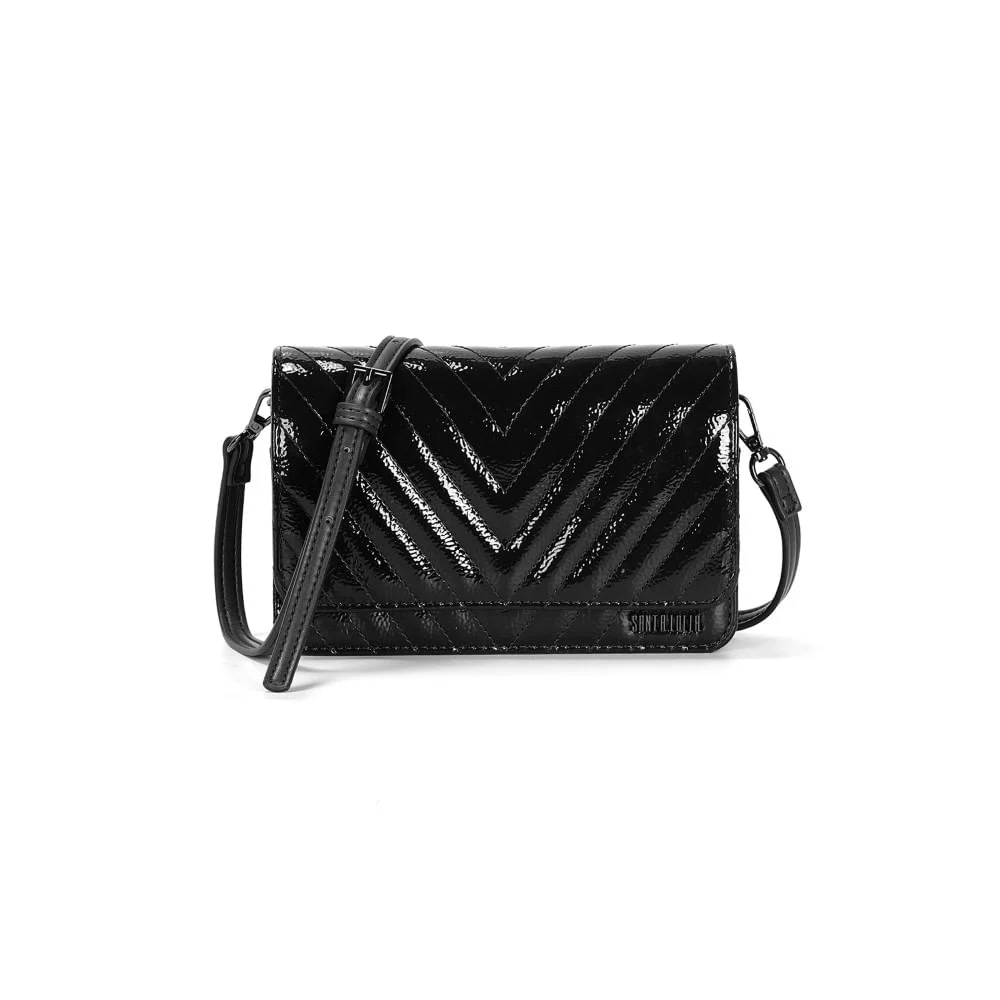 Bolsa Pequena Verniz Glossy Preto Alça Transversal - vista 1 de 3