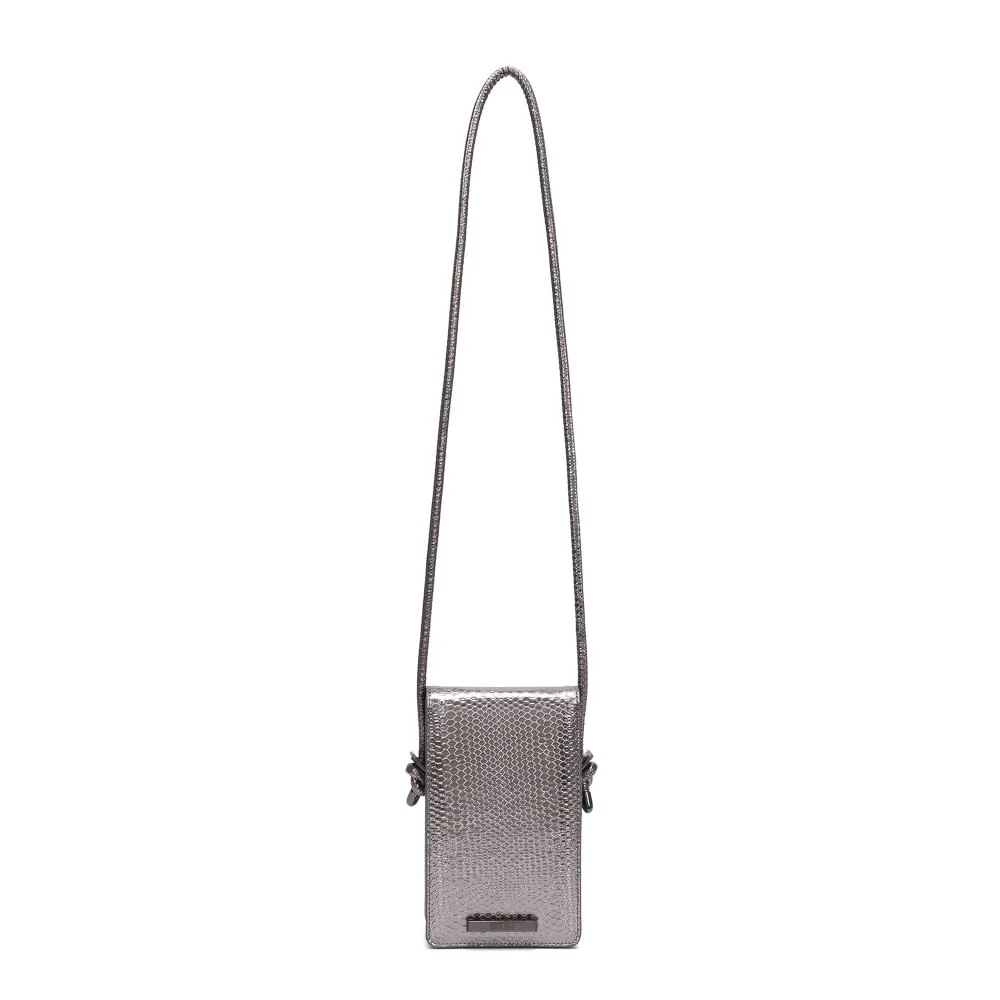 Bolsa Porta Celular Metalizada Textura Cobra Cinza Grafite Alça Transversal - vista 1 de 5