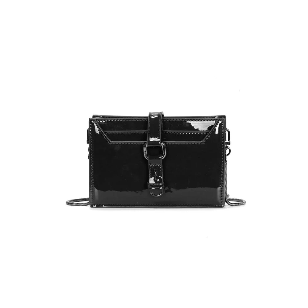 Bolsa Carteira Verniz Preto Alça Transversal - vista 1 de 3