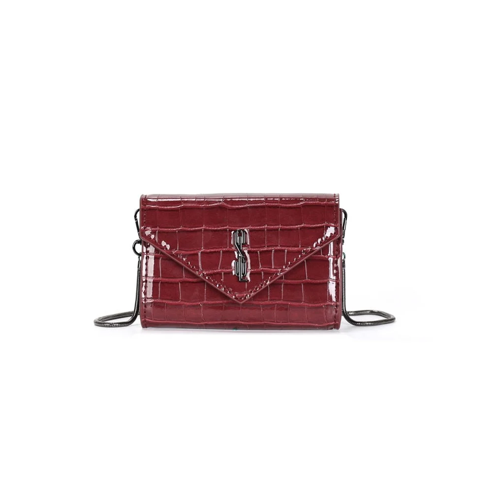Bolsa Carteira Pequena Croco Vermelho Ruby Alça Transversal - vista 1 de 3