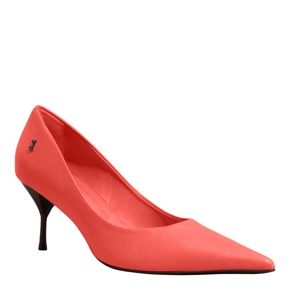 Scarpin Couro Confort Bico Fino Salto Agulha Vermelho Ruby - vista 2 de 3